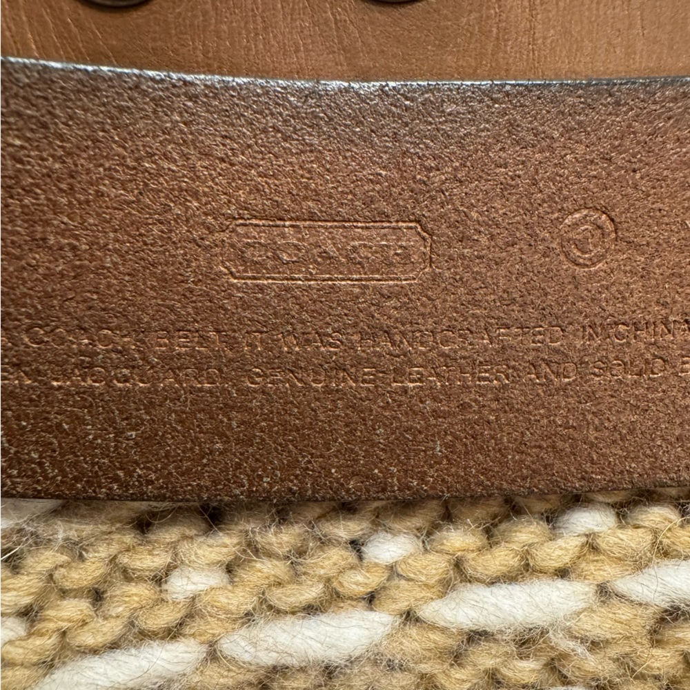Vintage COACH - Leather Grommet Belt - Brown with Silver Buckle - Size Large - Picture 7 of 10